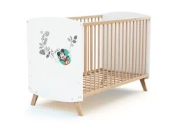 AT4 - Lit Bébé 60x120 DISNEY Doodle Zoo Mickey Blanc Et Hêtre Verni -Magasin de lits lit 8963435