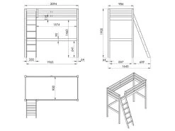 Lit Mezzanine 90x200 Sommier Inclus Pino - Blanc -Magasin de lits lit 8979543