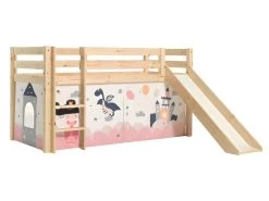 Lit Mi-Hauteur 90x200 Toboggan Sommier Inclus Housse Fairy Pino Bois -Magasin de lits lit 8979617