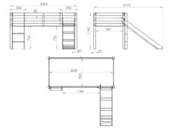 Lit Mi-Hauteur 90x200 Toboggan Sommier Inclus Housse Fairy Pino Bois -Magasin de lits lit 8979621