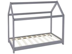 Lit D'enfant Bois De Pin Massif Gris Clair 160x80 Cm ML-DESIGN