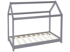 Lit D'enfant Bois De Pin Massif Gris Clair 140x70 Cm Structure Maison ML-DESIGN