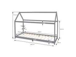 Lit D'enfant Bois De Pin Massif Gris Clair 200x90 Cm Structure Maison Lit ML-DESIGN -Magasin de lits lit 9256661