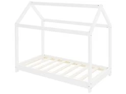 Lit D'enfant En Bois De Pin Massif Blanc 140x70 Cm Structure ML-DESIGN