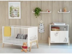 AT4 - Lit Bébé CANAILLE Winnie Blanc Et Hêtre -Magasin de lits lit 9567511