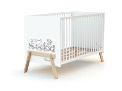 AT4 - Lit Bébé CANAILLE Winnie Blanc Et Hêtre -Magasin de lits lit 9567513