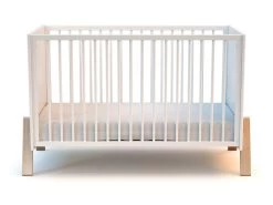 AT4 - Lit Bébé CANAILLE Winnie Blanc Et Hêtre -Magasin de lits lit 9567515