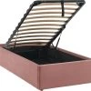 Lit Coffre 90x190cm En Velours Rose + Sommier à Lattes - Handy