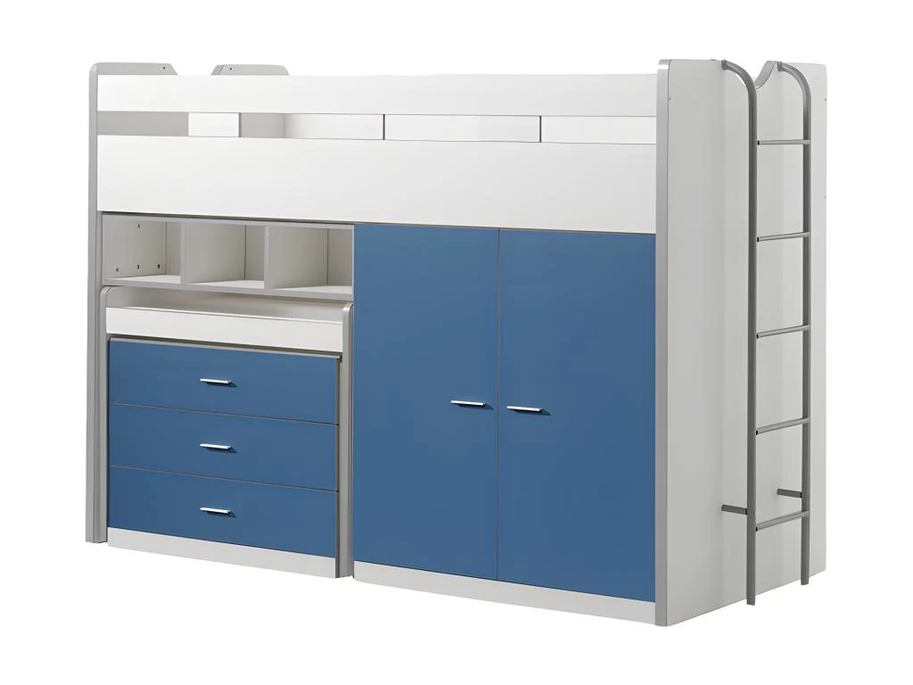 Lit Combiné 70 90x200 Sommier Inclus Bonny - Bleu 1 Lit Combiné 70 90x200 Sommier Inclus Bonny - Bleu