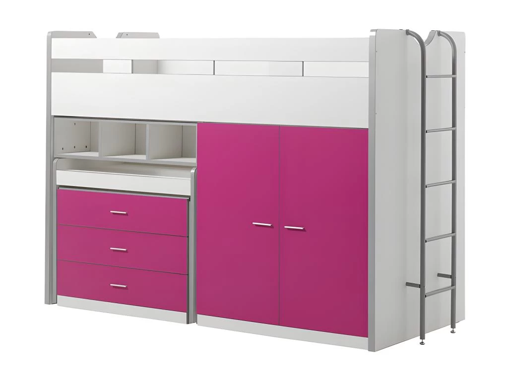 Lit Combiné 70 90x200 Sommier Inclus Bonny - Fuchsia 1 Lit Combiné 70 90x200 Sommier Inclus Bonny - Fuchsia