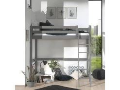 Lit Mezzanine 90x200 Sommier Inclus Pino Gris -Magasin de lits lit 9579769