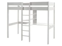 Lit Mezzanine 90x200 Sommier Inclus Avec Bureau Pino - Blanc