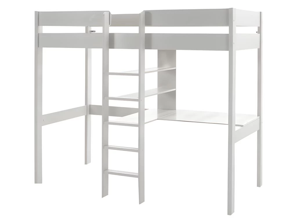 Lit Mezzanine 90x200 Sommier Inclus Avec Bureau Pino - Blanc 1 Lit Mezzanine 90x200 Sommier Inclus Avec Bureau Pino - Blanc