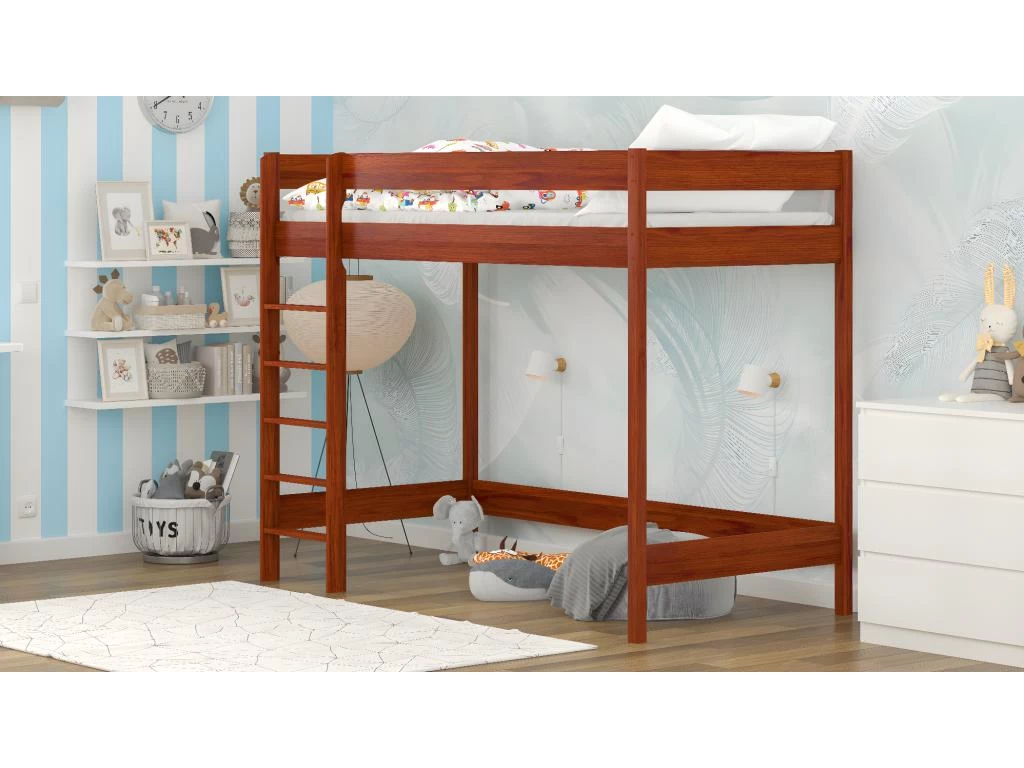 Lit Mezzanine En Pin Massif 180x80 Palissandre 3 Lit Mezzanine En Pin Massif 180x80 Palissandre – Image 3