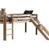 Lit Mi-Hauteur 90x200 Avec Toboggan Sommier Inclus Pino - Bois