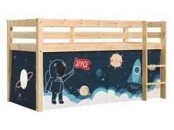 Lit Mi-Hauteur 90x200 Sommier Inclus Housse Space Pino Bois -Magasin de lits lit 9580317