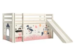 Lit Mi-Hauteur 90x200 Toboggan Sommier Inclus Housse Fairy Pino Blanc -Magasin de lits lit 9580357