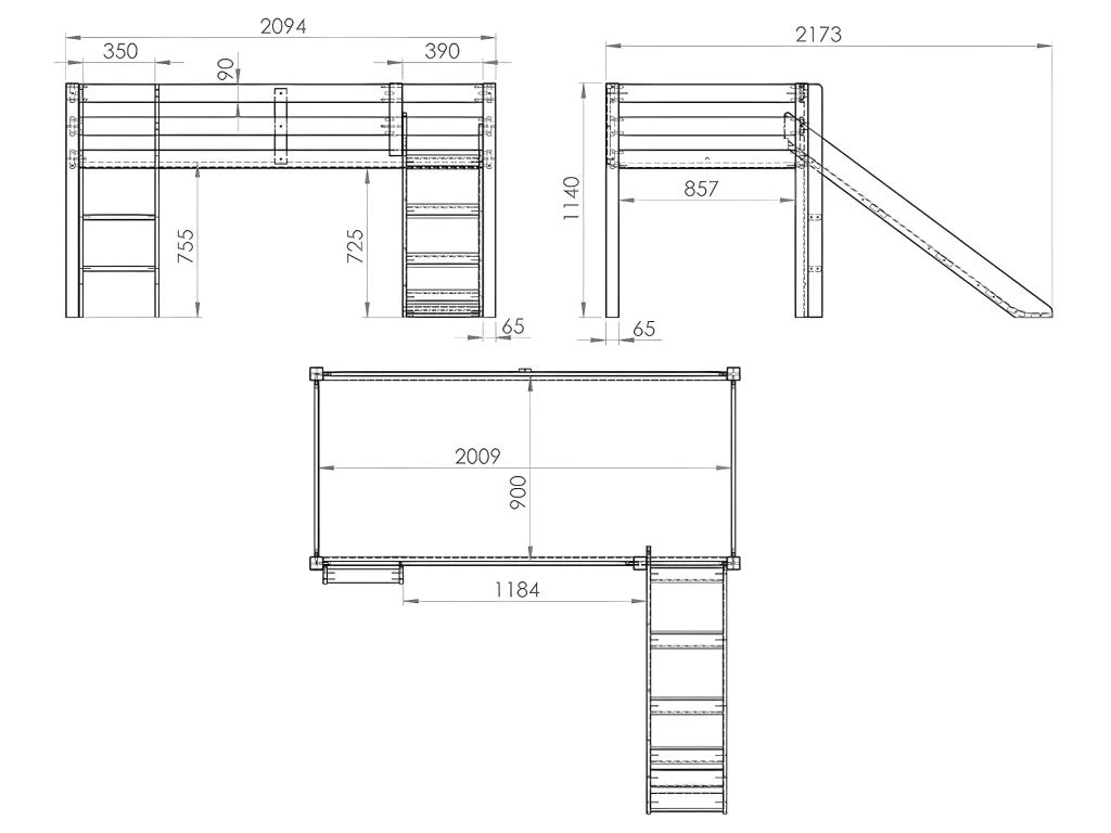 Lit Mi-Hauteur 90x200 Avec Toboggan Sommier Inclus Et Housse Birdy Pino - Bois 5 Lit Mi-Hauteur 90x200 Avec Toboggan Sommier Inclus Et Housse Birdy Pino - Bois – Image 5