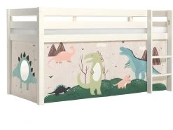 Lit Mi-Hauteur 90x200 Sommier Inclus Housse Dino Pino Blanc -Magasin de lits lit 9580543