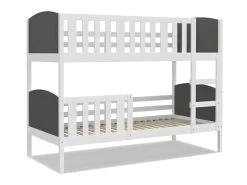 Lit Superposé Tom 90x190 Blanc - Gris Livré Avec Sommiers