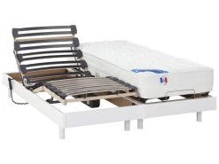 Lit électrique Relaxation Matelas Ressorts Ensachés Et Mémoire Forme APOLLO De DREAMEA - Blanc - 2 X 80 X 200 Cm