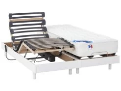 Lit électrique Relaxation Matelas Ressorts Ensachés Et Mémoire Forme APOLLO De DREAMEA - Blanc - 2 X 80 X 200 Cm 12 Lit électrique Relaxation Matelas Ressorts Ensachés Et Mémoire Forme APOLLO De DREAMEA - Blanc - 2 X 80 X 200 Cm -Magasin de lits literie relaxation 169475