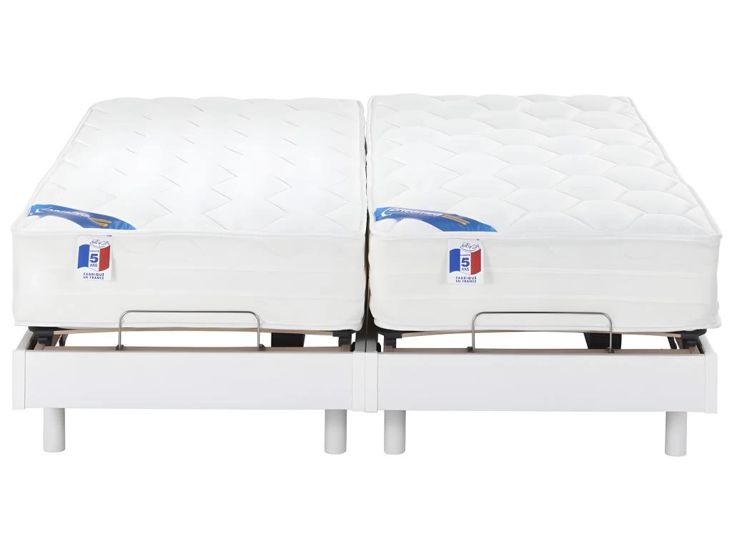 Lit électrique Relaxation Matelas Ressorts Ensachés Et Mémoire Forme APOLLO De DREAMEA - Blanc - 2 X 80 X 200 Cm 7 Lit électrique Relaxation Matelas Ressorts Ensachés Et Mémoire Forme APOLLO De DREAMEA - Blanc - 2 X 80 X 200 Cm – Image 7