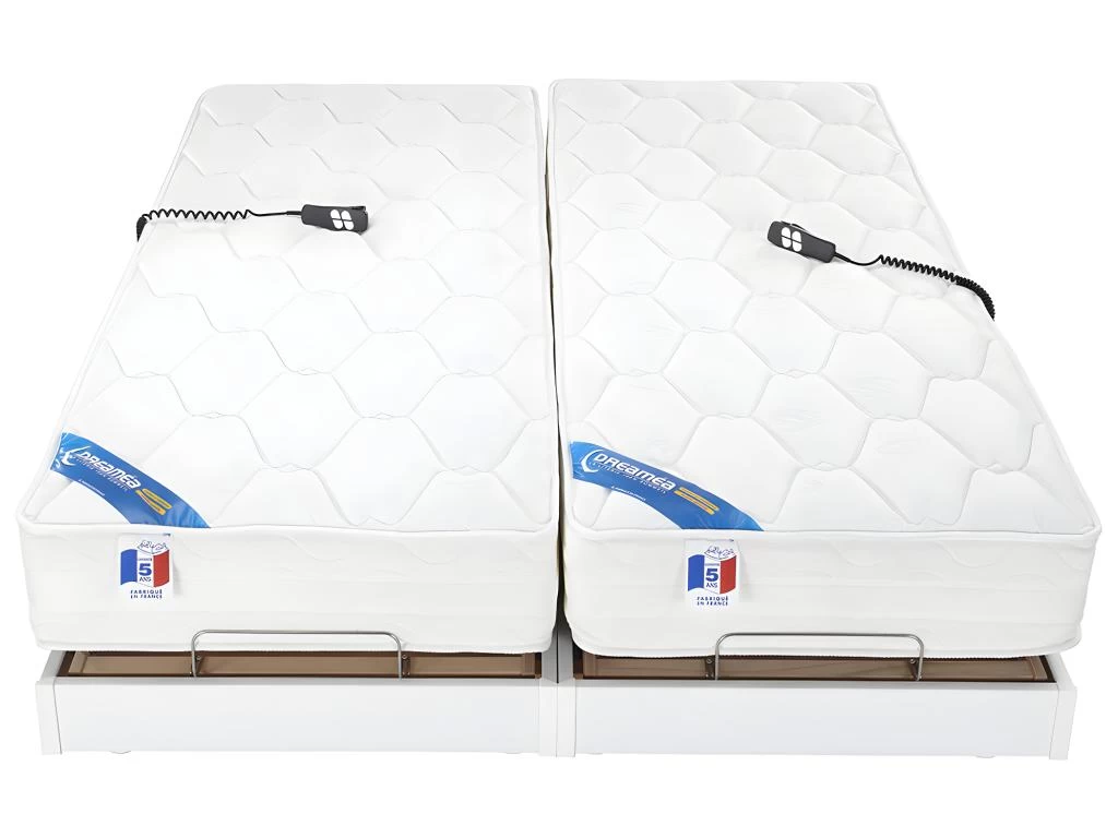Lit électrique Relaxation Matelas Ressorts Ensachés Et Mémoire Forme APOLLO De DREAMEA - Blanc - 2 X 80 X 200 Cm 6 Lit électrique Relaxation Matelas Ressorts Ensachés Et Mémoire Forme APOLLO De DREAMEA - Blanc - 2 X 80 X 200 Cm – Image 6