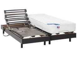 Lit électrique Relaxation Matelas Ressorts Ensachés Et Mémoire Forme APOLLO De DREAMEA - Noir - 2 X 80 X 200 Cm -Magasin de lits literie relaxation 169498
