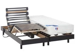 Lit électrique Relaxation Matelas Ressorts Ensachés Et Mémoire Forme APOLLO De DREAMEA - Noir - 2 X 80 X 200 Cm -Magasin de lits literie relaxation 169499