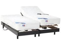 Lit électrique Relaxation Matelas Ressorts Ensachés Et Mémoire Forme APOLLO De DREAMEA - Noir - 2 X 80 X 200 Cm -Magasin de lits literie relaxation 169501