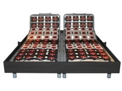 Sommier électrique De Relaxation 2x48 Plots Déco Bois Noir - 2 X 70 X 190 Cm - Moteurs OKIN - NAFURI De DREAMEA -Magasin de lits literie relaxation 181853