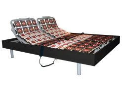 Sommier électrique De Relaxation 2x48 Plots Déco Bois Noir - 2 X 70 X 190 Cm - Moteurs OKIN - NAFURI De DREAMEA -Magasin de lits literie relaxation 181855