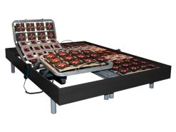 Sommier électrique De Relaxation 2x48 Plots Déco Bois Noir - 2 X 70 X 190 Cm - Moteurs OKIN - NAFURI De DREAMEA