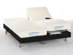 Lit électrique Relaxation Tout Plots Matelas Mémoire De Forme HESIODE III De DREAMEA - Moteurs OKIN - Noir - 2 X 80 X 200 Cm -Magasin de lits literie relaxation 182379