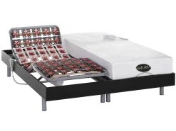 Lit électrique Relaxation Tout Plots Matelas Mémoire De Forme Et Bambou LYSIS III De NATUREA - Moteurs OKIN - 2 X 70 X 190 Cm - Noir