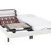 Lit électrique Relaxation Lattes Et Plots Matelas Latex PANDORA II De DREAMEA - Moteurs OKIN - Blanc - 2 X 90 X 200 Cm