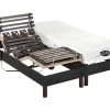Lit électrique Relaxation Lattes Et Plots Matelas Mémoire Forme Tissu Anthracite THESEE De NATUREA - 2 X 70 X 190 Cm