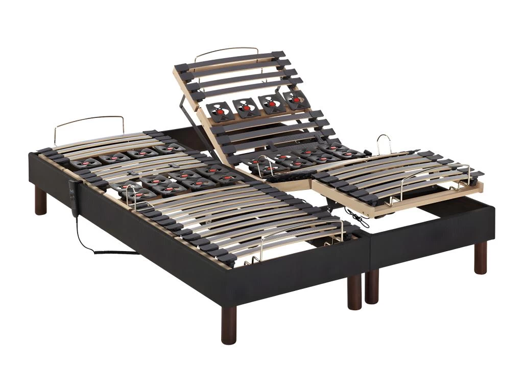Lit électrique Relaxation Lattes Et Plots Matelas Mémoire Forme Tissu Anthracite THESEE De NATUREA - 2 X 70 X 190 Cm 4 Lit électrique Relaxation Lattes Et Plots Matelas Mémoire Forme Tissu Anthracite THESEE De NATUREA - 2 X 70 X 190 Cm – Image 4
