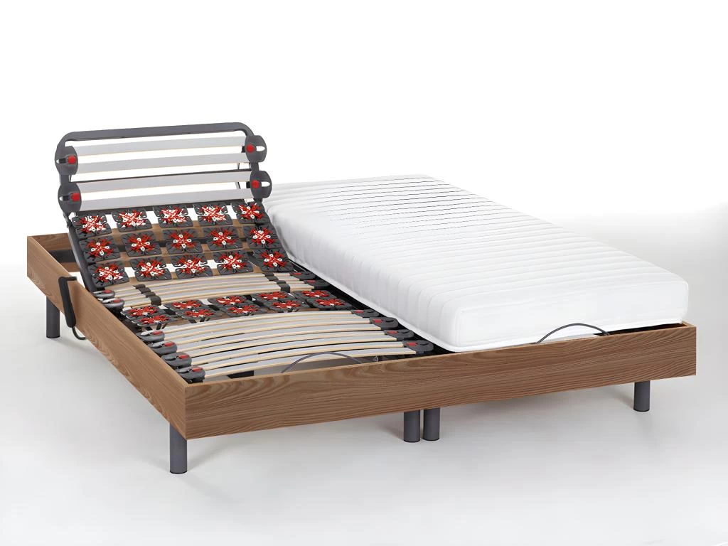 Lit électrique Relaxation Lattes Et Plots Matelas Latex PANDORA II De DREAMEA - Moteurs OKIN - Chêne Naturel - 2 X 90 X 200 Cm 3 Lit électrique Relaxation Lattes Et Plots Matelas Latex PANDORA II De DREAMEA - Moteurs OKIN - Chêne Naturel - 2 X 90 X 200 Cm – Image 3