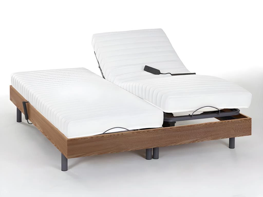 Lit électrique Relaxation Lattes Et Plots Matelas Latex PANDORA II De DREAMEA - Moteurs OKIN - Chêne Naturel - 2 X 90 X 200 Cm 4 Lit électrique Relaxation Lattes Et Plots Matelas Latex PANDORA II De DREAMEA - Moteurs OKIN - Chêne Naturel - 2 X 90 X 200 Cm – Image 4