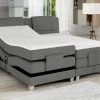Ensemble Boxspring Tête De Lit + Sommiers Relaxation électrique + Matelas + Surmatelas CASTEL De PALACIO - 2 X 80 X 200 Cm - Tissu Gris Clair