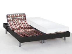 Lit électrique Relaxation Tout Plots Matelas Latex CASSIOPEE III De DREAMEA - Moteurs OKIN - 2 X 90 X 200 Cm - Noir