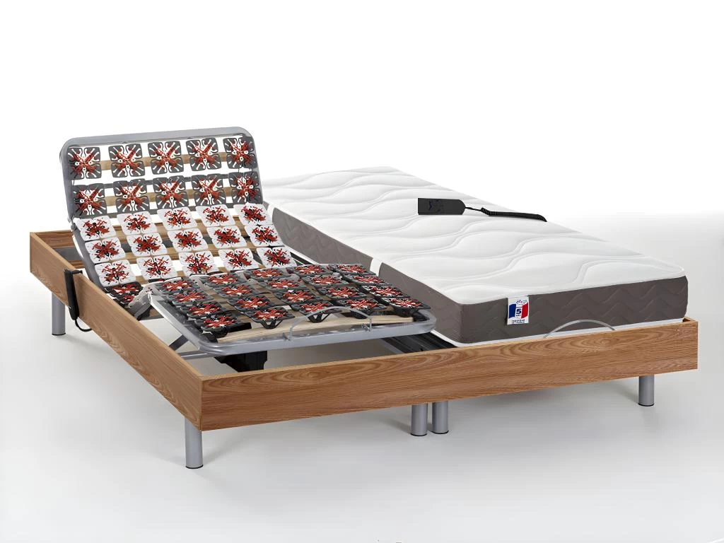 Lit électrique Relaxation Tout Plots Matelas 100% Latex 3 Zones JUPITER De DREAMEA - Naturel Clair - 2 X 80 X 200 Cm - Moteurs OKIN 3 Lit électrique Relaxation Tout Plots Matelas 100% Latex 3 Zones JUPITER De DREAMEA - Naturel Clair - 2 X 80 X 200 Cm - Moteurs OKIN – Image 3