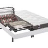 Lit électrique Relaxation Lattes Et Plots Matelas 100% Latex 3 Zones MENELAS De DREAMEA - Blanc - 2 X 80 X 200 Cm - Moteurs OKIN