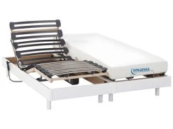 Lit électrique Relaxation Matelas Mémoire De Forme HERACLES De DREAMEA - Blanc - 2 X 90 X 200 Cm