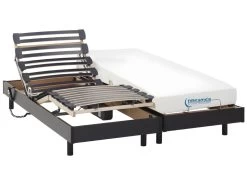 Lit électrique Relaxation Matelas Mémoire De Forme HERACLES De DREAMEA - Noir - 2 X 80 X 200 Cm