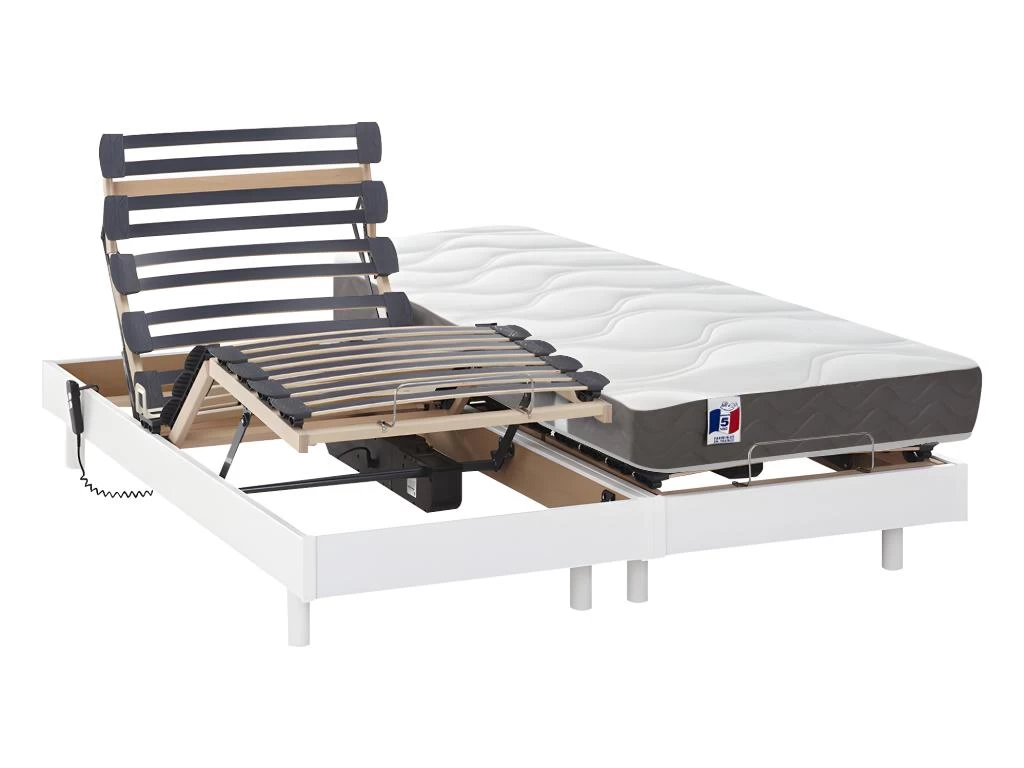 Lit électrique Relaxation Matelas 100% Latex 3 Zones ANANKE De DREAMEA - Blanc - 2 X 70 X 190 Cm 2 Lit électrique Relaxation Matelas 100% Latex 3 Zones ANANKE De DREAMEA - Blanc - 2 X 70 X 190 Cm – Image 2