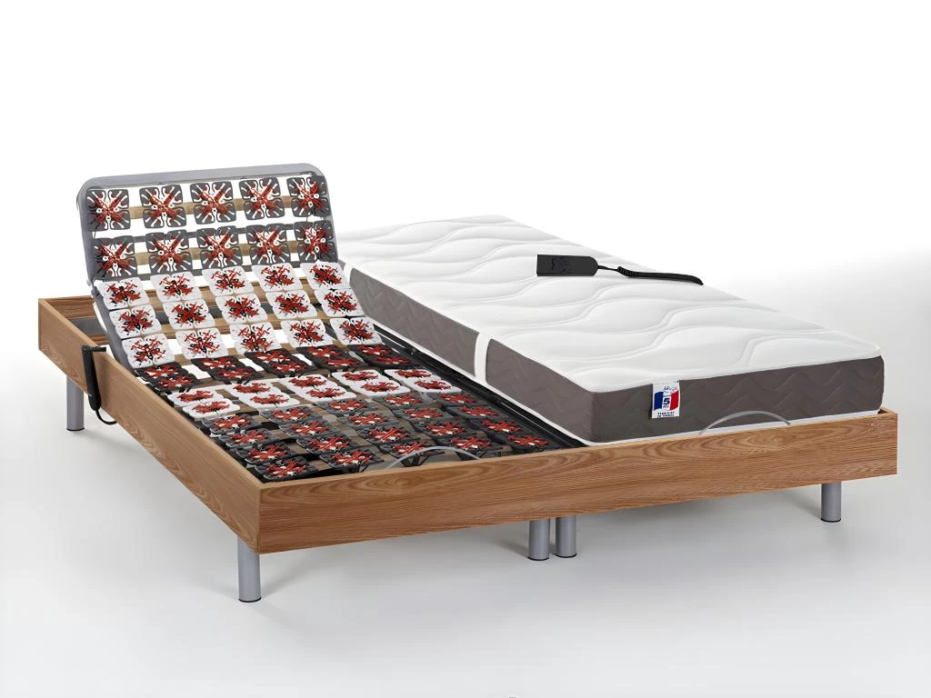 Lit électrique Relaxation Tout Plots Matelas 100% Latex 3 Zones JUPITER De DREAMEA - Naturel Clair - 2 X 90 X 200 Cm - Moteurs OKIN 2 Lit électrique Relaxation Tout Plots Matelas 100% Latex 3 Zones JUPITER De DREAMEA - Naturel Clair - 2 X 90 X 200 Cm - Moteurs OKIN – Image 2