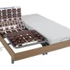 Lit électrique Relaxation Tout Plots Matelas Latex CASSIOPEE III De DREAMEA - Moteurs OKIN - 2 X 70 X 190 Cm - Chêne